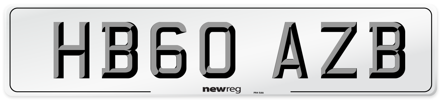HB60 AZB Number Plate from New Reg
